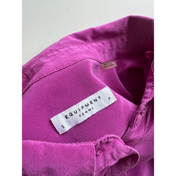 EQUIPMENT Slim Signature Purple 100% Silk Crepe Button Up Shirt, Size S - Picture 10 of 16
